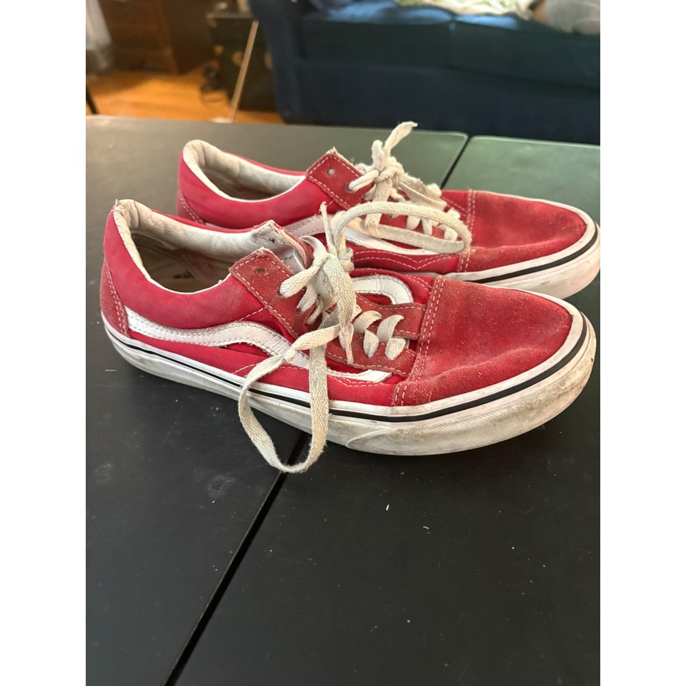Vans Old Skool Red Suede Canvas Low Top Skate Shoes Mens 6.5 Womens 8.0